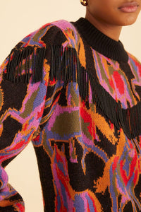 Pull à franges Wild Horses - Noir