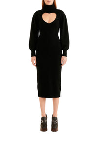 Robe midi à decolleté en cœur - Noir