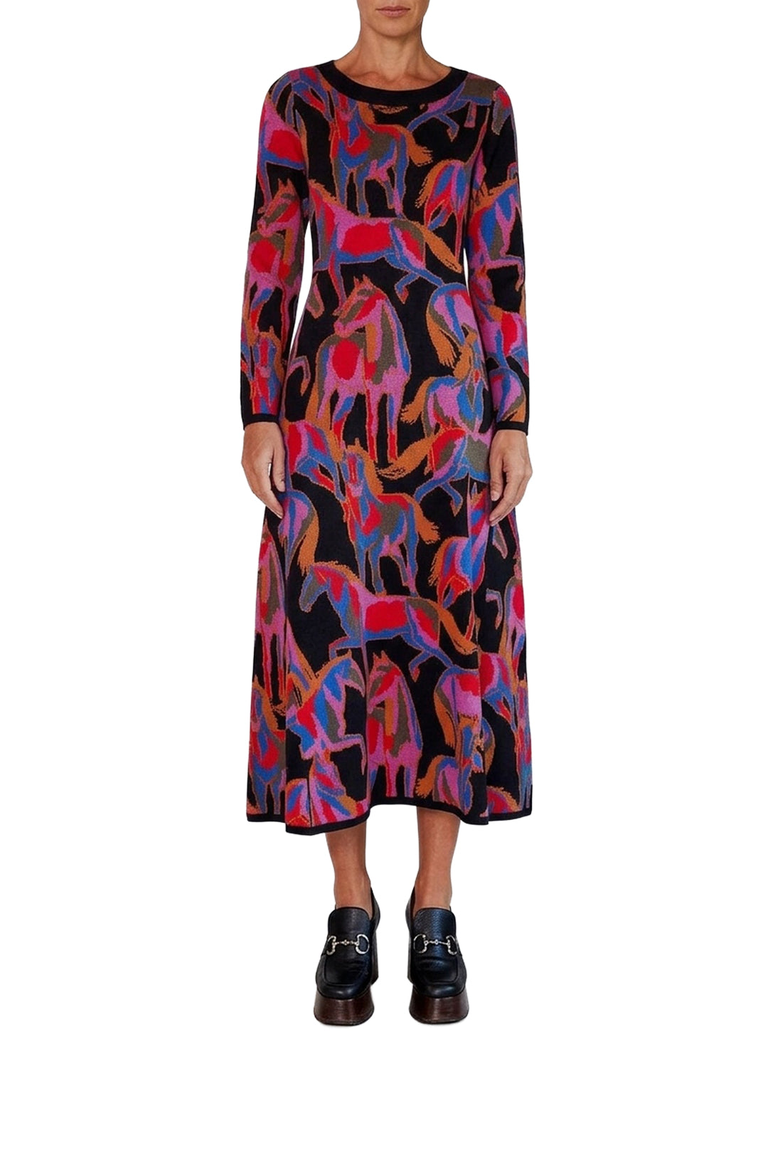 Robe midi Wild Horses en maille - Rouge