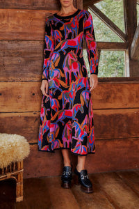 Robe midi Wild Horses en maille - Rouge