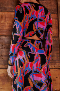 Robe midi Wild Horses en maille - Rouge