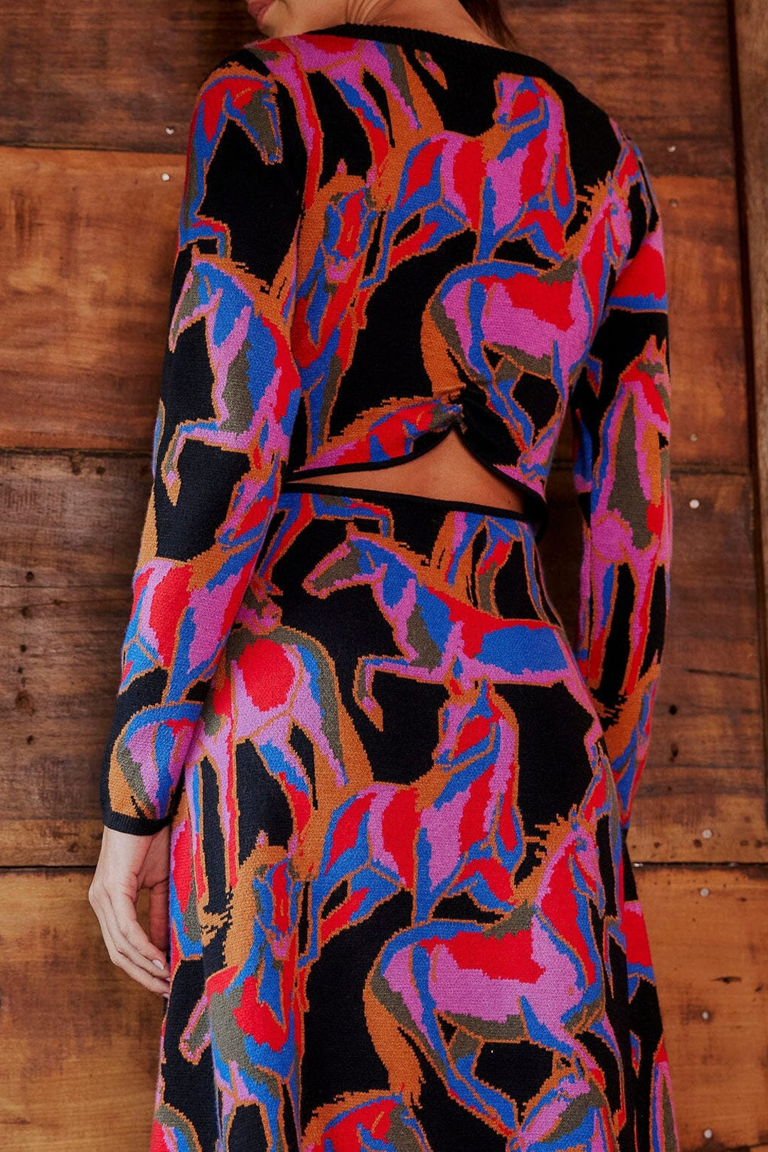 Robe midi Wild Horses en maille - Rouge