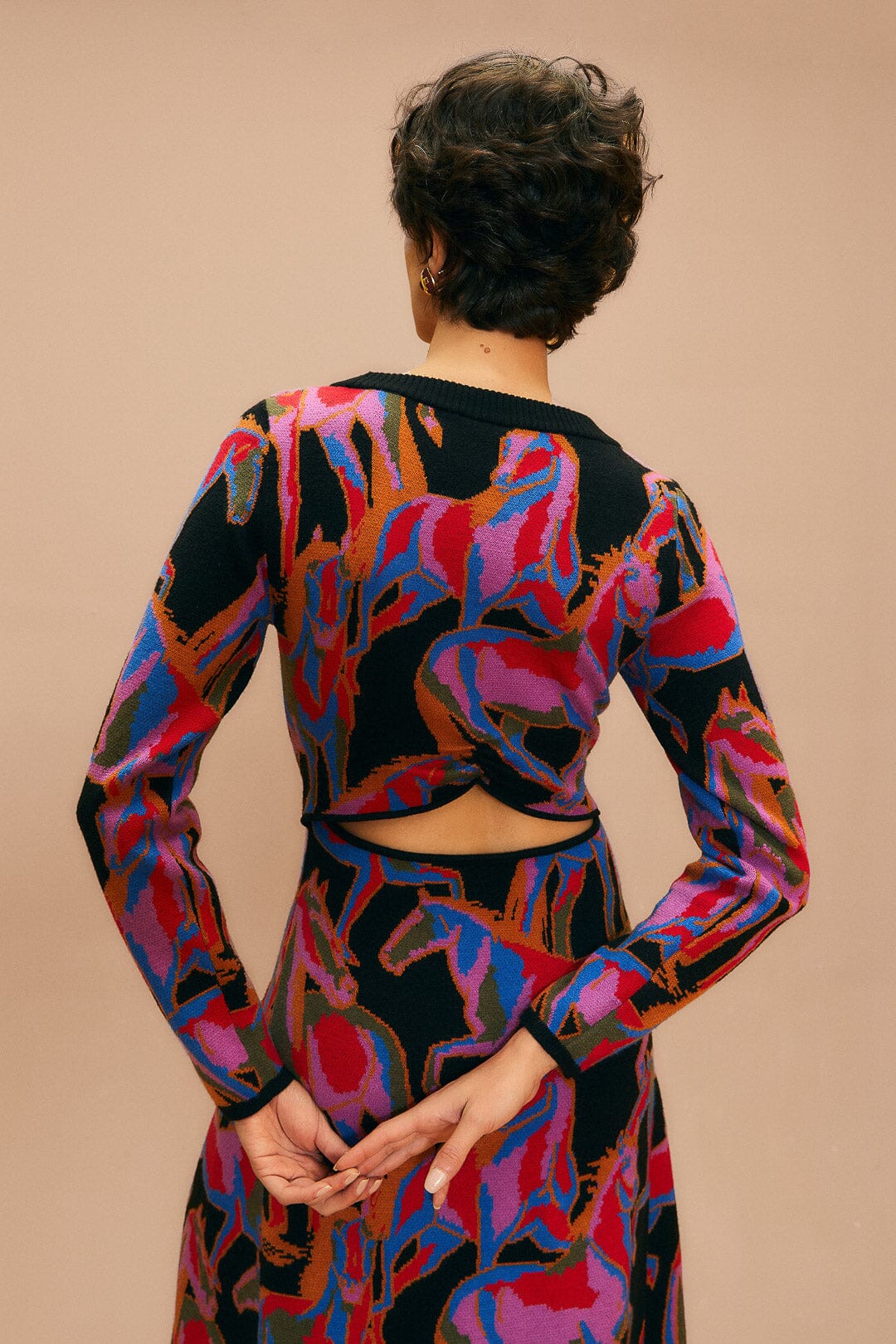 Robe midi Wild Horses en maille - Rouge