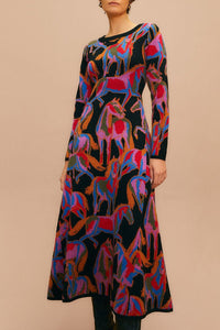 Robe midi Wild Horses en maille - Rouge