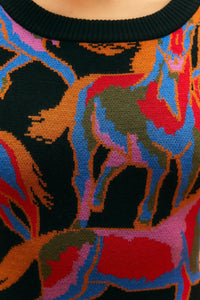 Robe midi Wild Horses en maille - Rouge