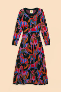 Robe midi Wild Horses en maille - Rouge