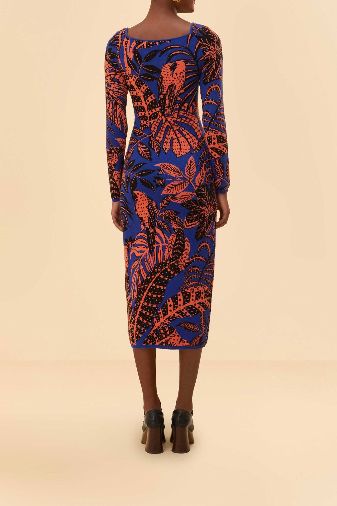 Tropical Gold Midi Dress - Blue