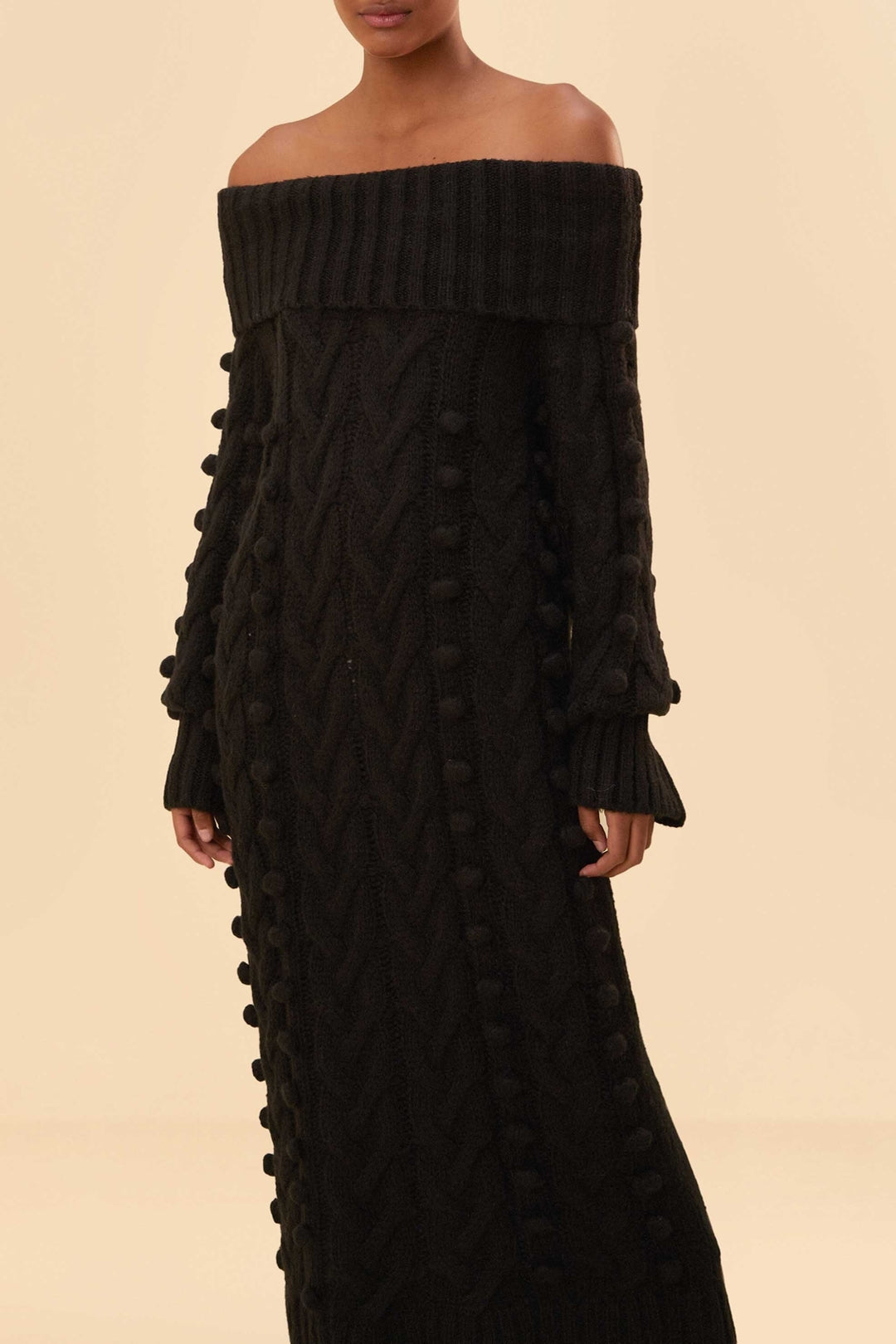 Robe midi à épaules dénudées - Noir