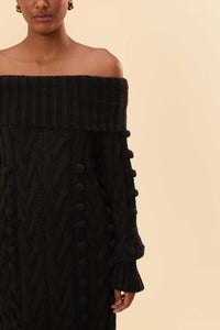 Robe midi à épaules dénudées - Noir