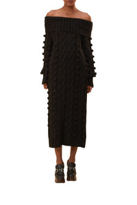 Robe midi à épaules dénudées - Noir