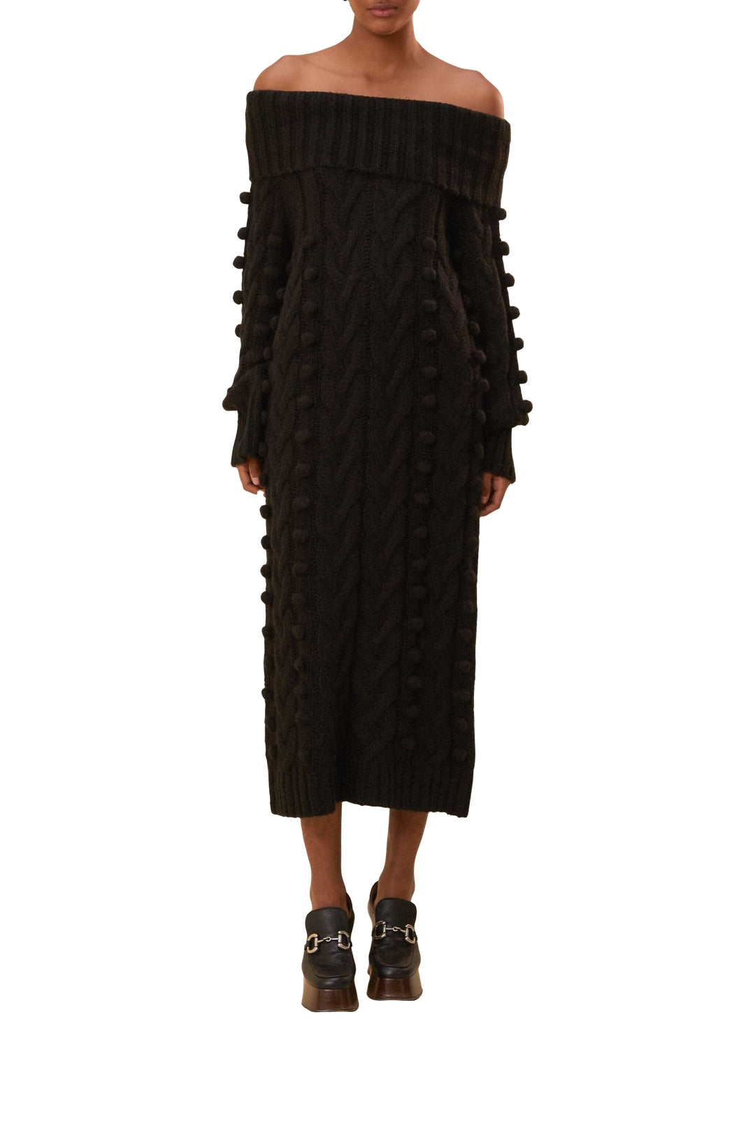 Robe midi à épaules dénudées - Noir