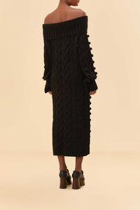 Robe midi à épaules dénudées - Noir