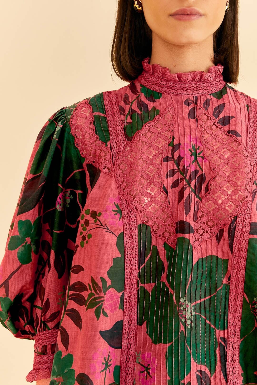 Blouse Floral Yard Blush - Rose