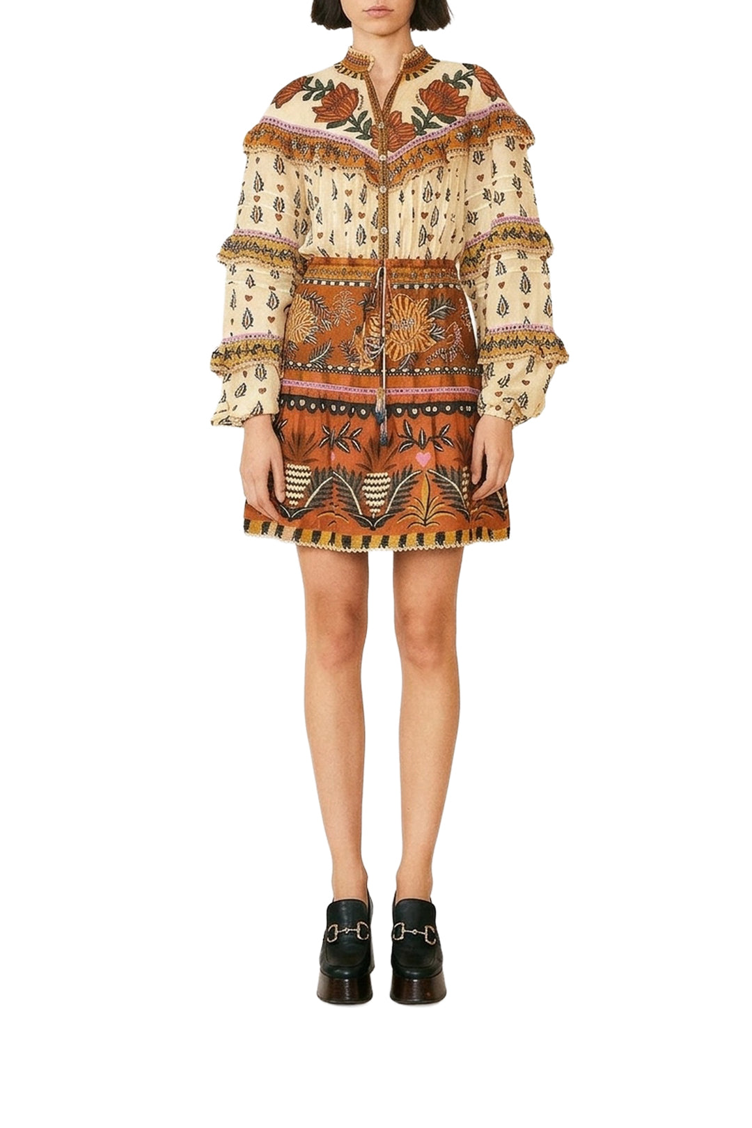 Robe courte Ruffled - Beige