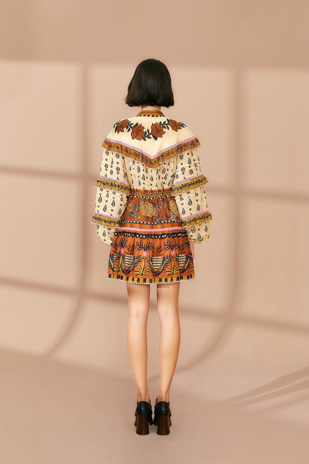 Robe courte Ruffled - Beige