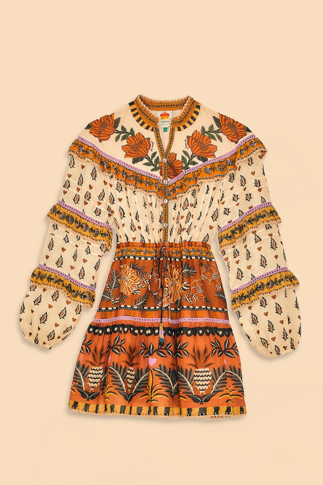 Robe courte Ruffled - Beige