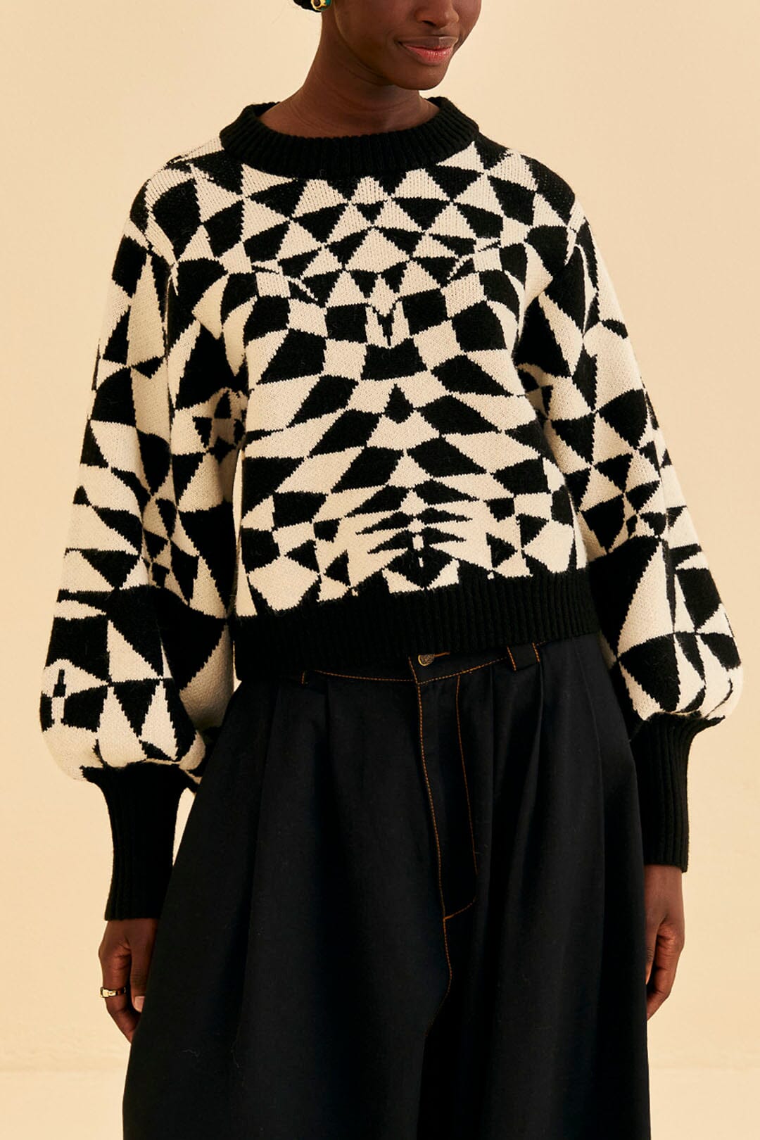 Pull avec déco cœur en maille - Noir