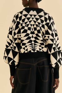 Pull avec déco cœur en maille - Noir