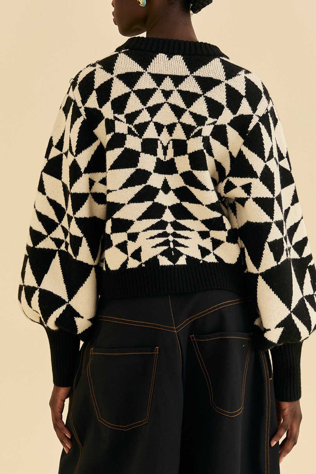 Pull avec déco cœur en maille - Noir