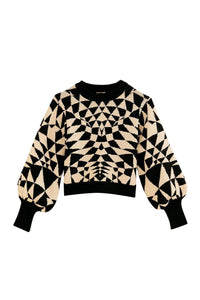 Pull avec déco cœur en maille - Noir