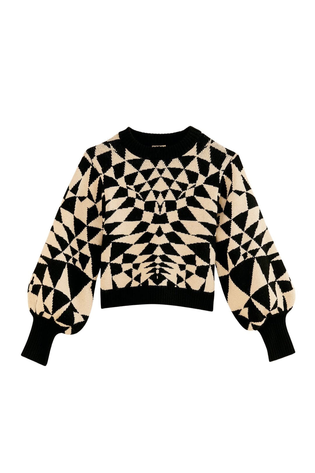 Pull avec déco cœur en maille - Noir