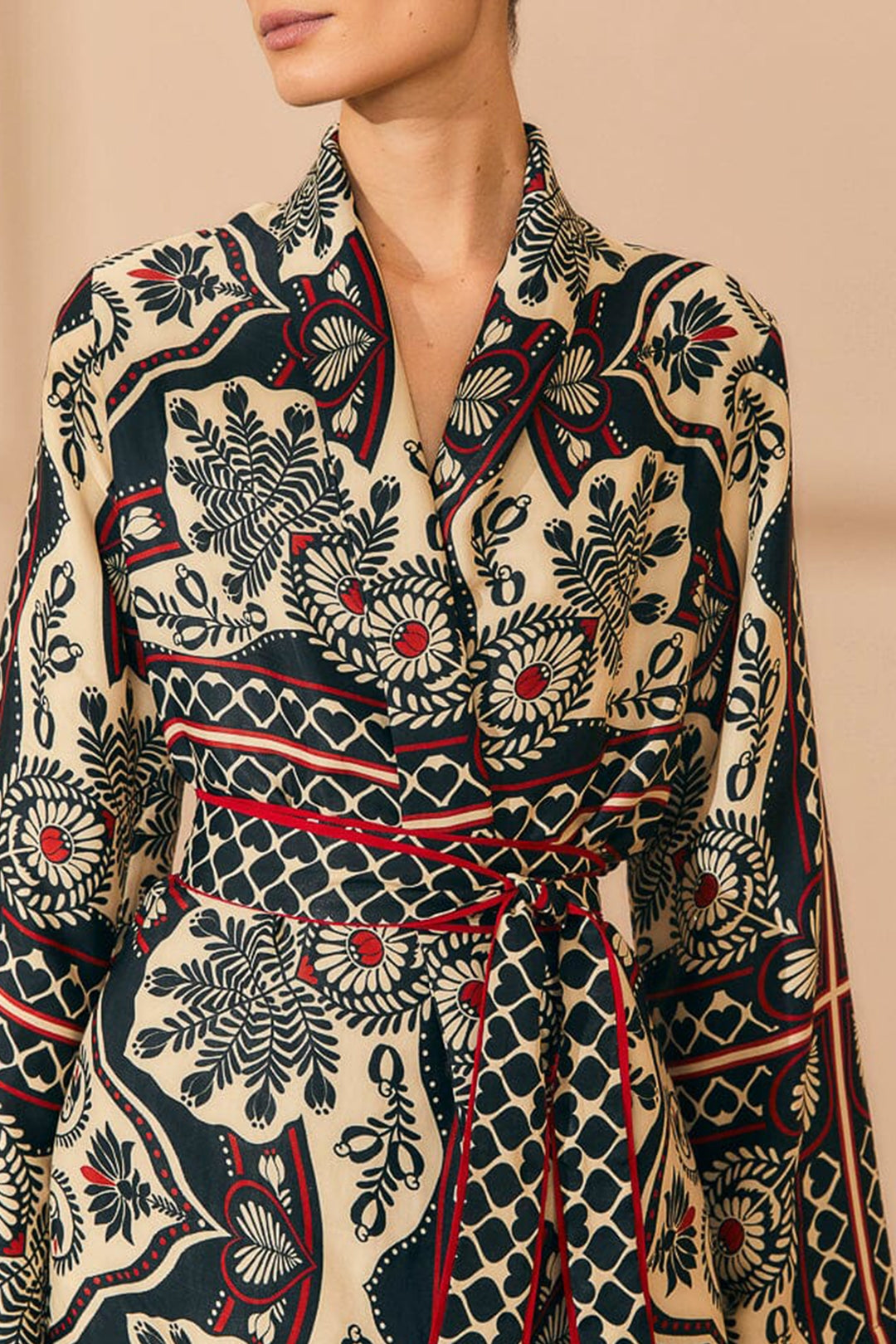 Kimono Passion ceinturé - Noir
