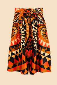 Buttoned midi skirt with cotton heart decoration - Orange