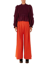 Pantalon tailleur en coton - Orange