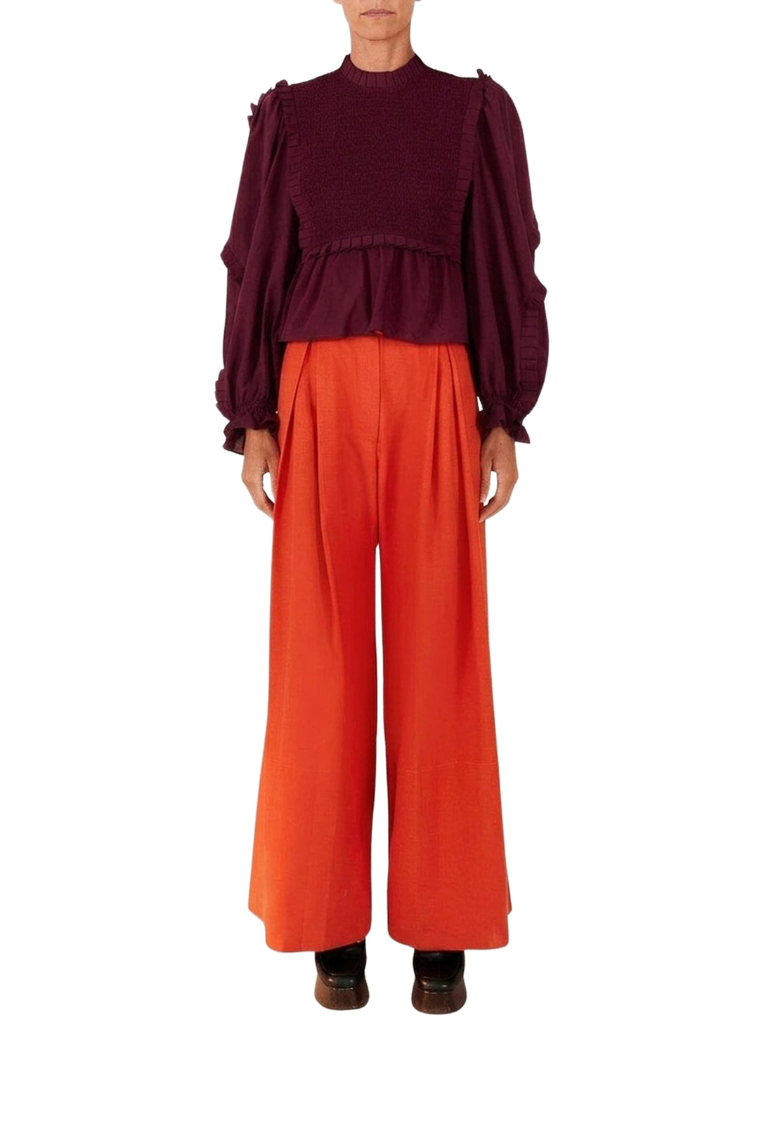 Pantalon tailleur en coton - Orange