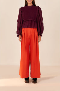 Pantalon tailleur en coton - Orange