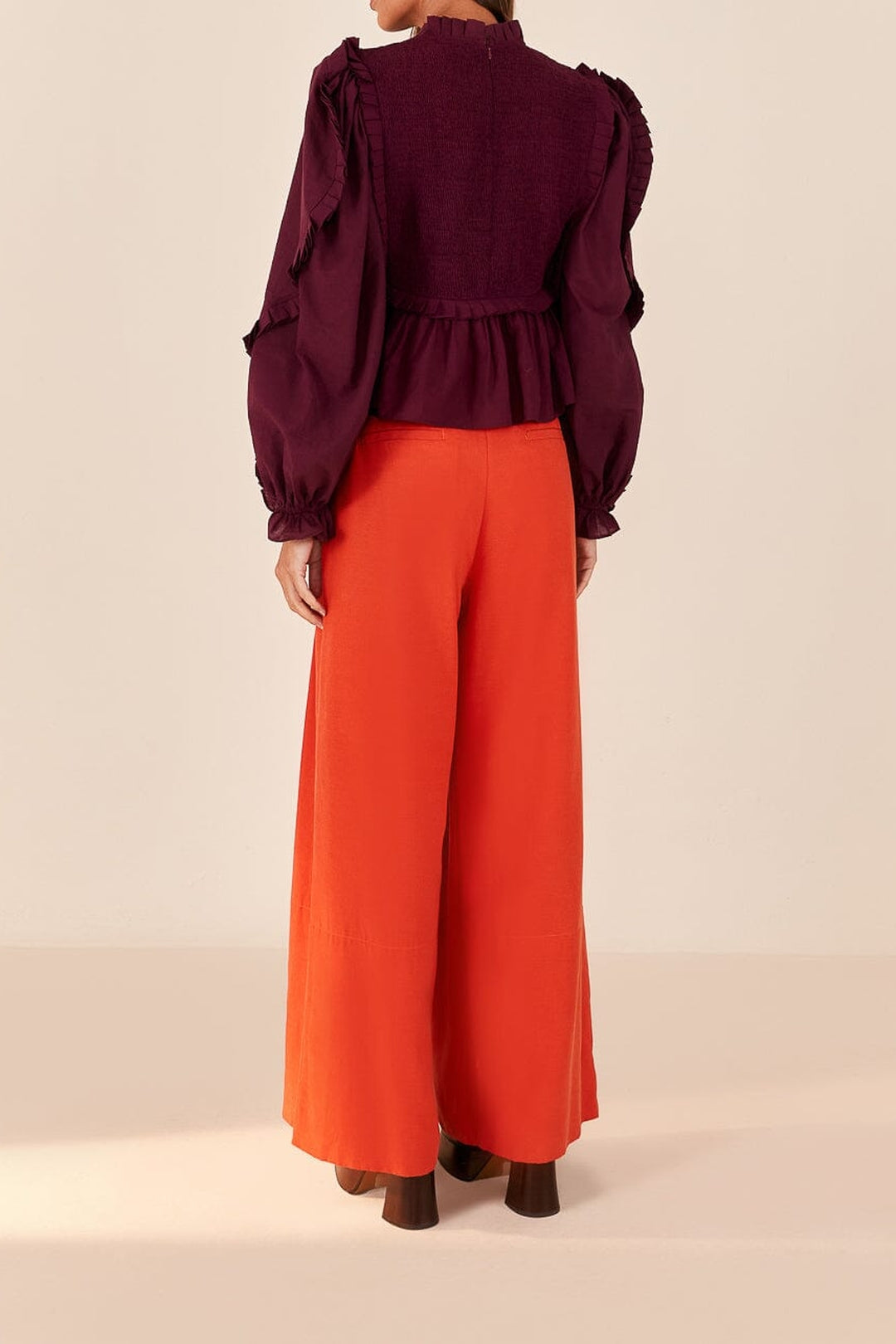 Pantalon tailleur en coton - Orange