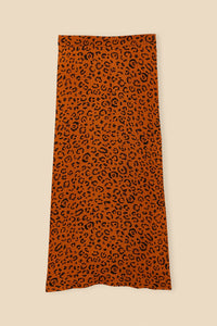 Jupe midi à motif Léopard - Orange