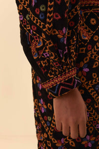 MEDIA OFF LINE_Combinaison à manches longues brodée en coton - Marron