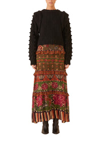 Braided jumper with puff sleeves - Black