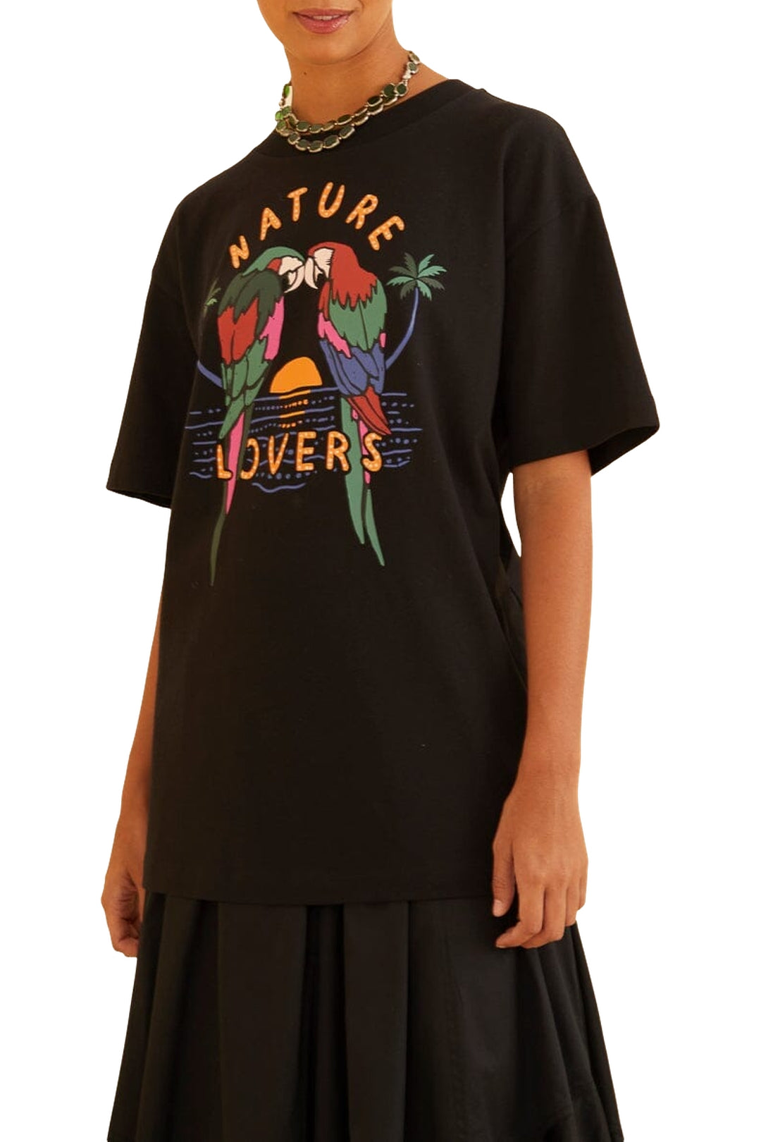 T-shirt Nature Lovers en coton - Noir