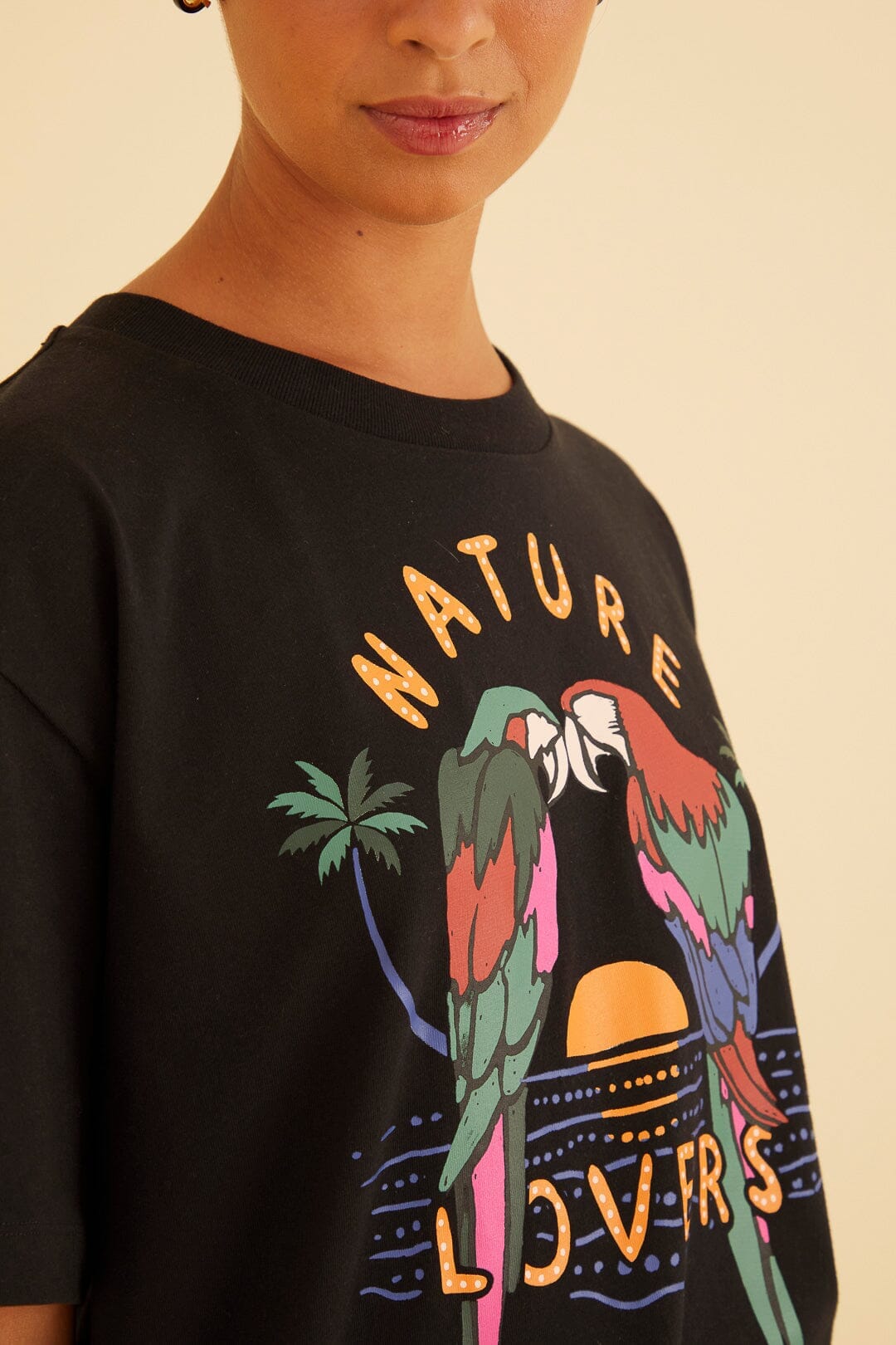 T-shirt Nature Lovers en coton - Noir