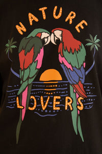 T-shirt Nature Lovers en coton - Noir