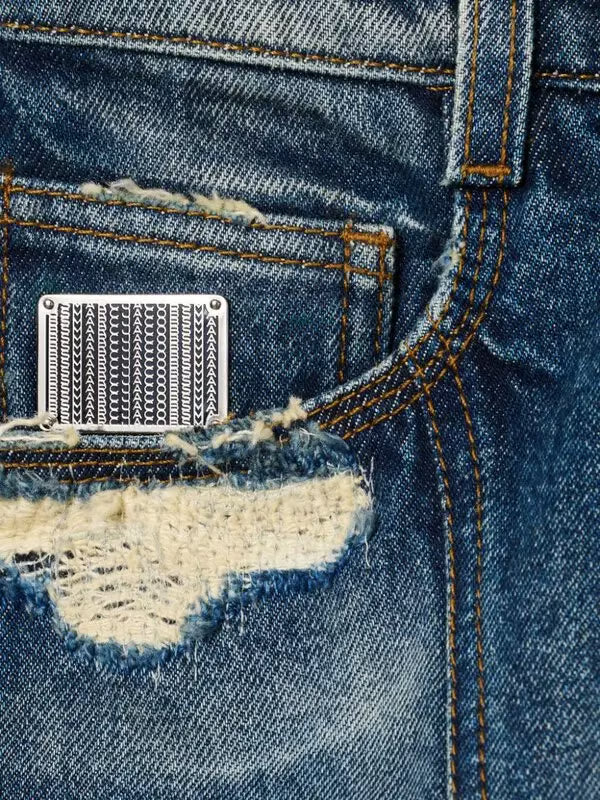Jupe courte Rip & Repair en denim - Punk Indigo