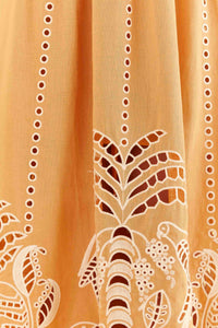 Jupe midi Sand Richelieu en lin - Beige