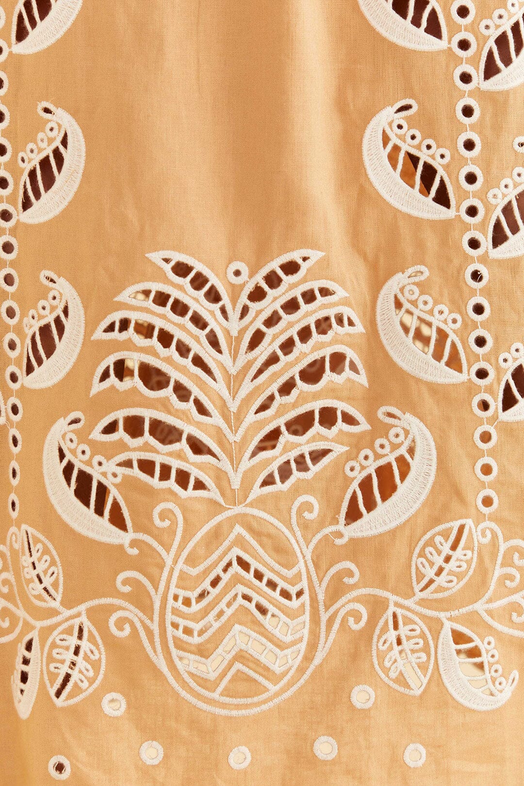 Robe longue Richelieu à bretelles en lin - Beige