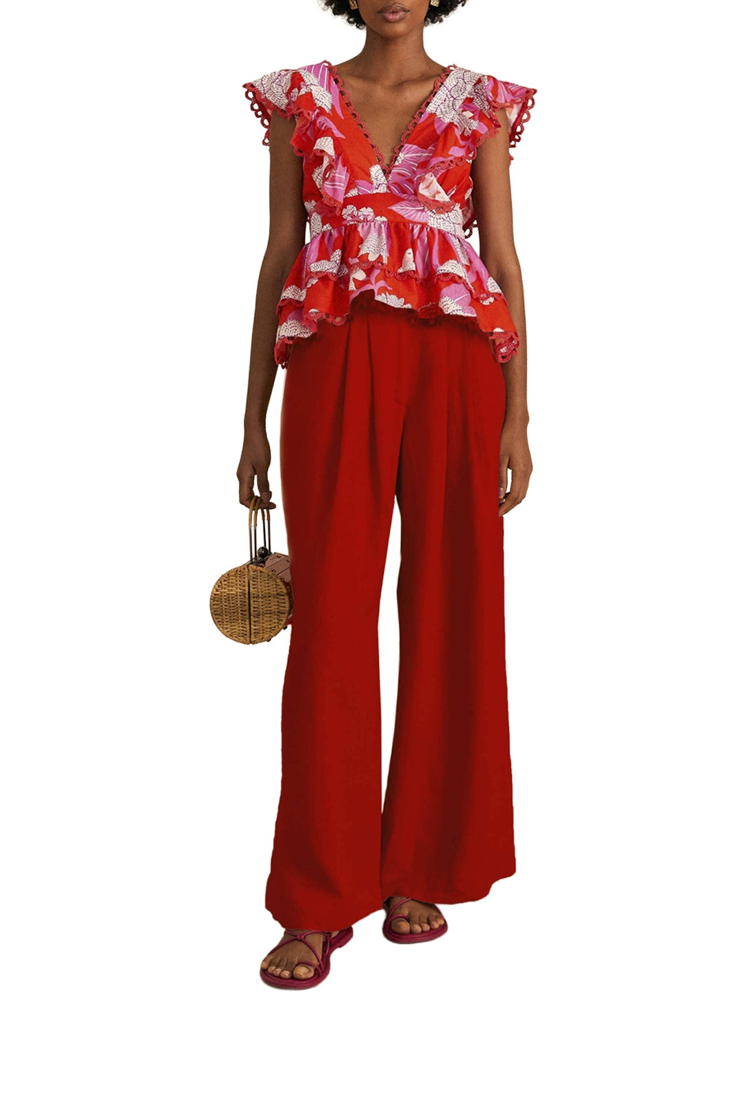 DJV_Dewdrop Floral Red Chemises & Blouses - Dewdrop Floral Red