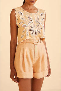 Short ajusté en lin - Beige