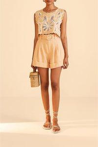 Short ajusté en lin - Beige