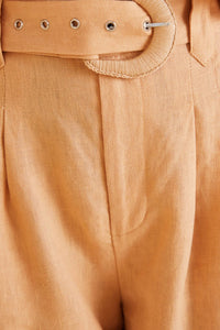 Short ajusté en lin - Beige