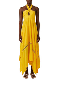 Robe longue à bretelles en coton - Jaune