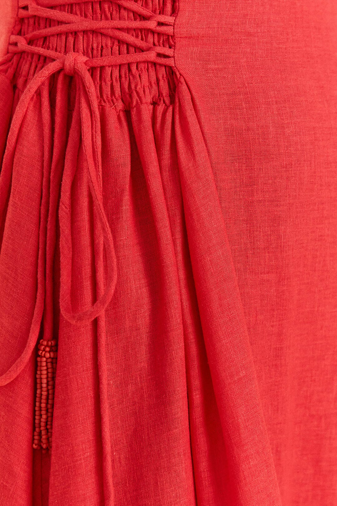 Robe longue à bretelles en lin - Rouge