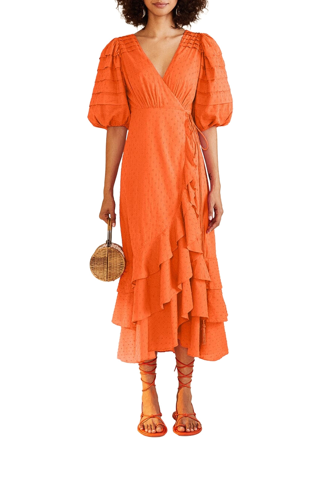 Flounced midi dress - Orange