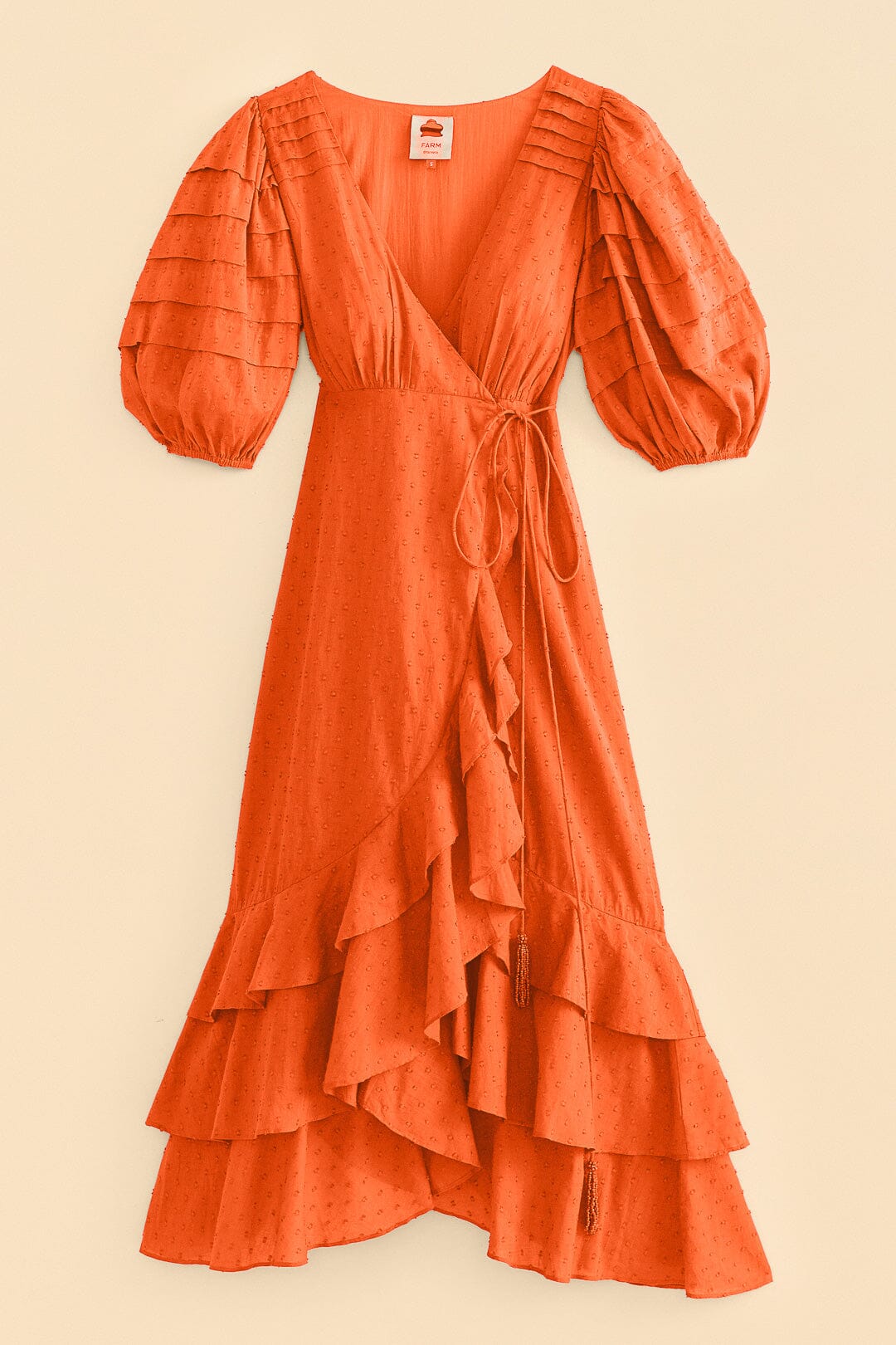 Flounced midi dress - Orange