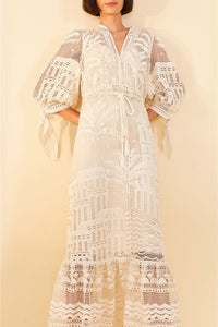 Robe longue Morada Boa Guipire - Blanc
