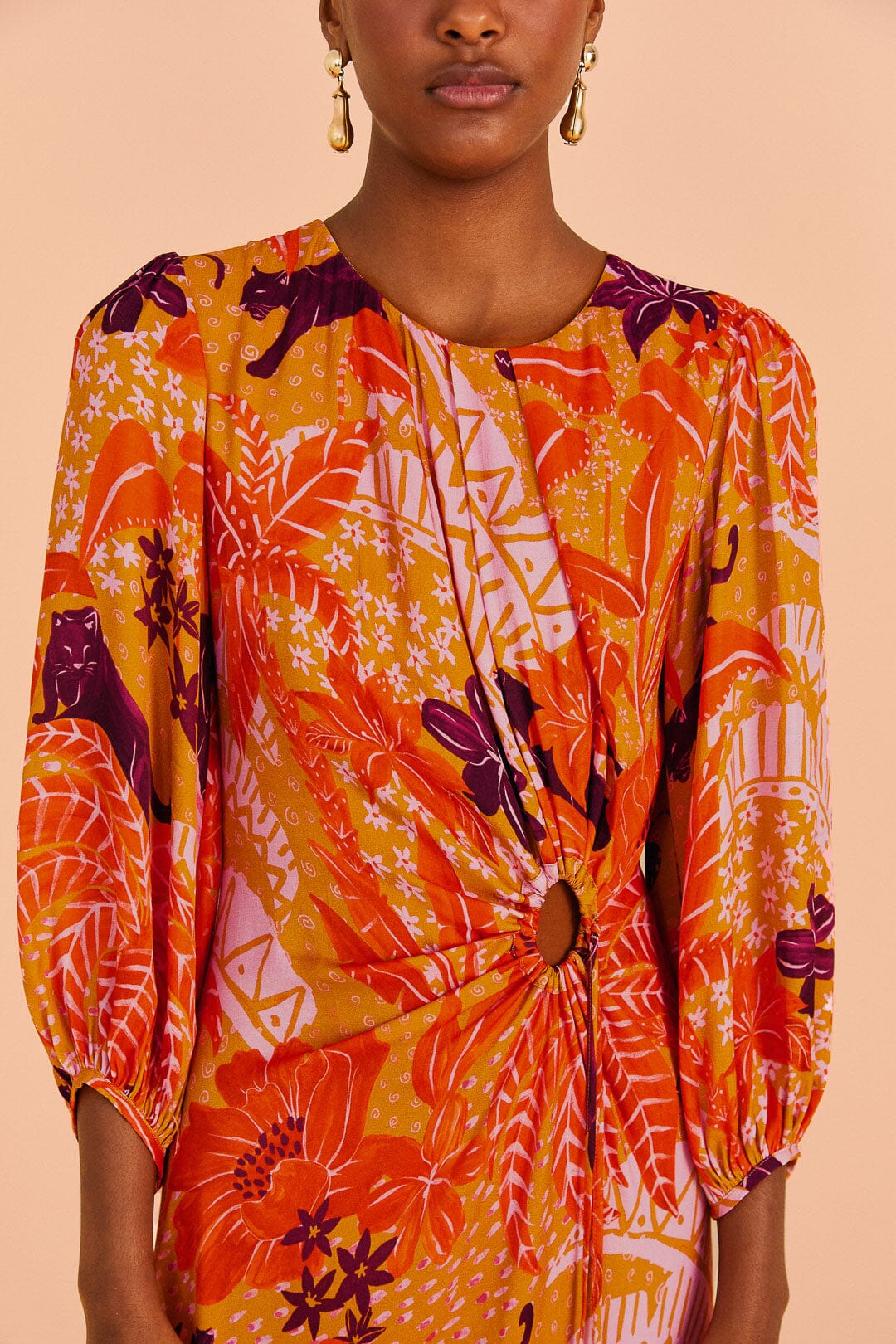 NEW_Jungle Panther Beige Robes midi - Jungle Panther Beige
